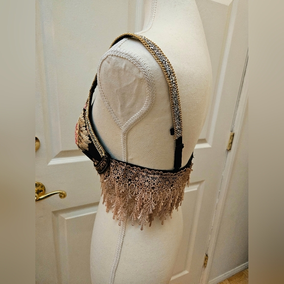 NEW HAUTELINE BLING Dolls Kill Lux Muse OOAK Brocade Festival Party Top Crop Bra - Picture 6 of 9